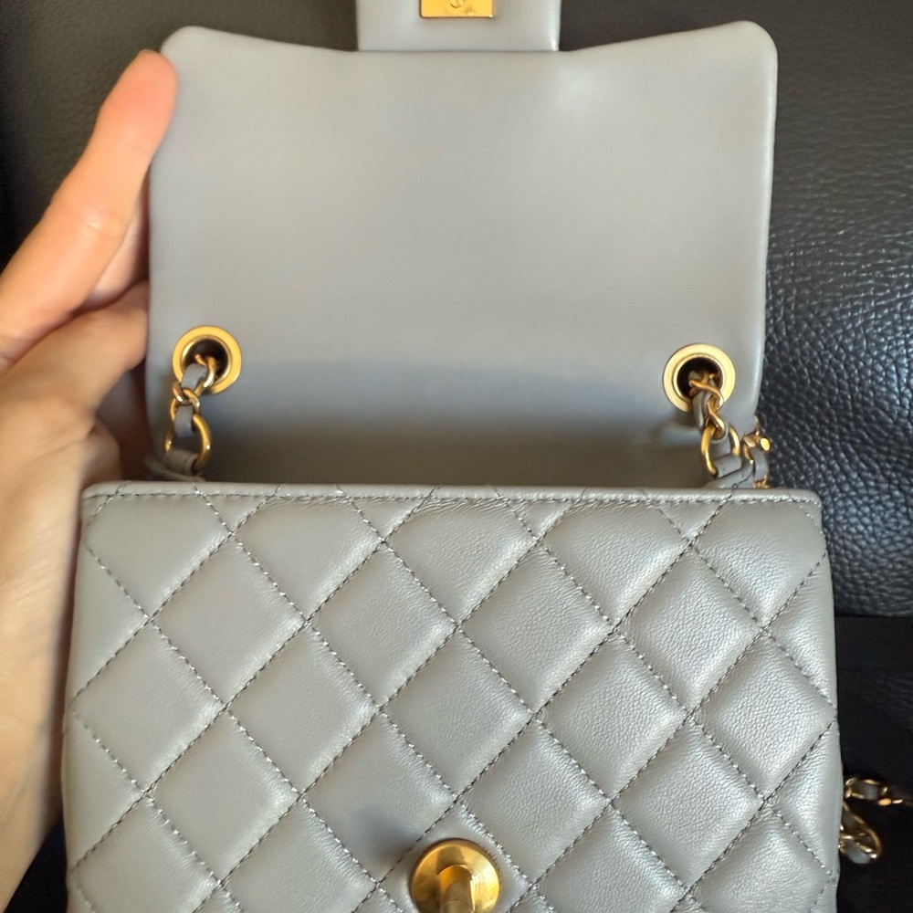 Fashion Gray Quilted Leather Shoulder Bag